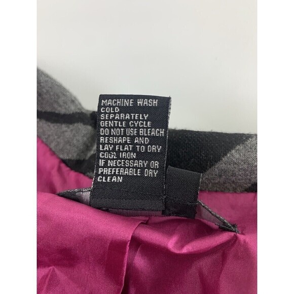 BOGO Sandro Jacket Black Gray Zebra Striped Button Collared Belted Scoop Women L - Picture 9 of 12